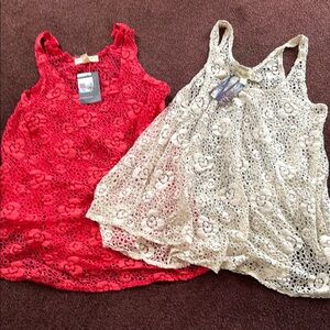 Staring at Stars Red and Cream Lace Tank Tops